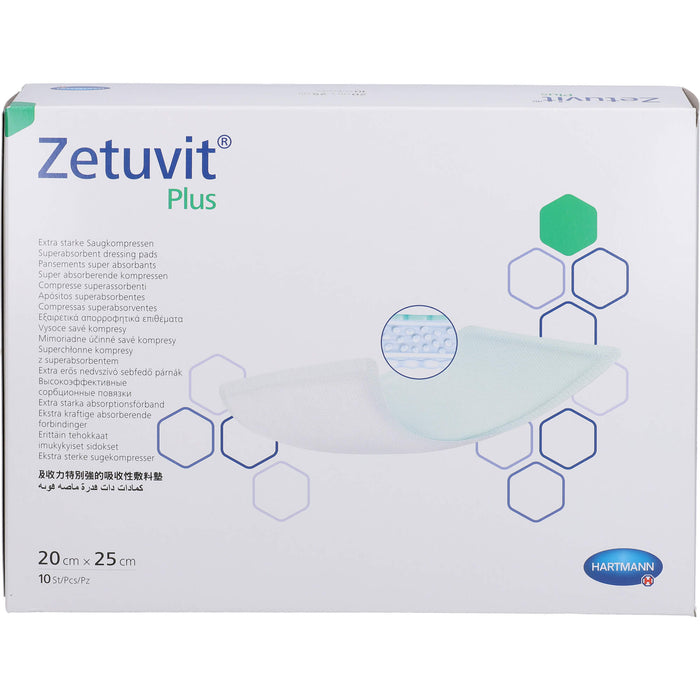 ZETUVIT Plus extrastarke Saugkompr.steril 20x25 cm, 10 St KOM