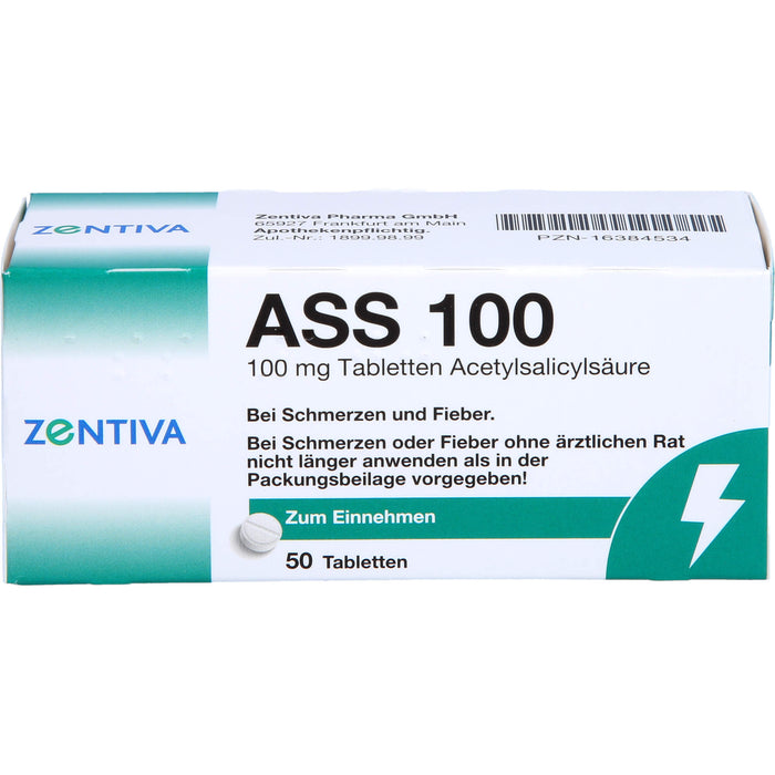 ZENTIVA ASS 100 Tabletten bei Schmerzen und Fieber, 50 St. Tabletten