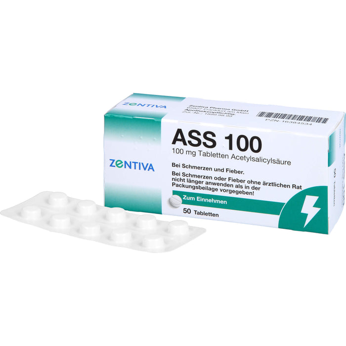 ZENTIVA ASS 100 Tabletten bei Schmerzen und Fieber, 50 pc Tablettes