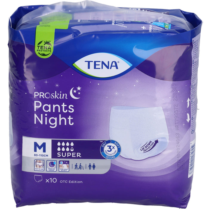 TENA Pants Night Super M Unisex Einweghosen für die Nacht bei Inkontinenz, 10 St. Windelhosen