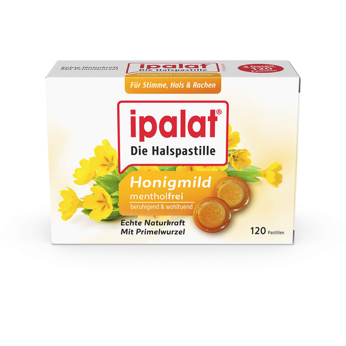 Ipalat Halspastillen honigmild o.Menthol zuckerfr., 120 St. Pastillen