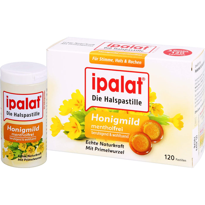 Ipalat Halspastillen honigmild ohne Menthol, 120 pc Pastilles