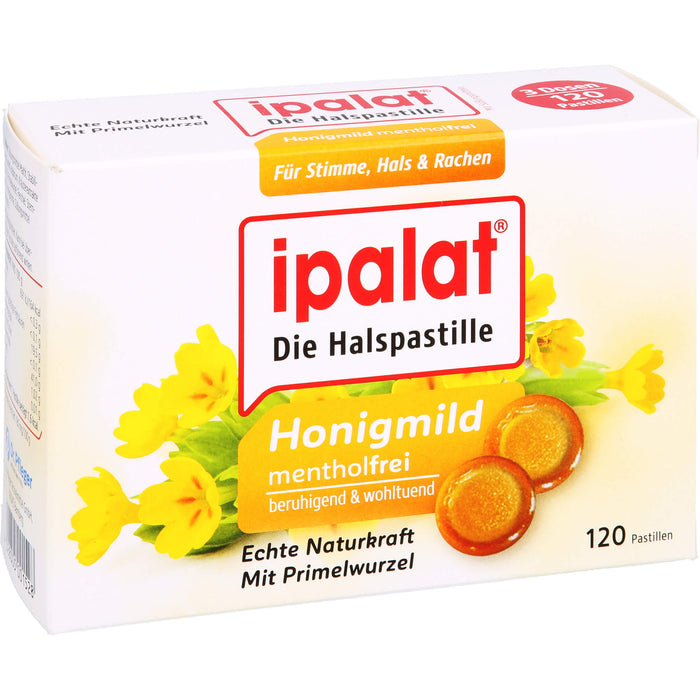 Ipalat Halspastillen honigmild o.Menthol zuckerfr., 120 St. Pastillen