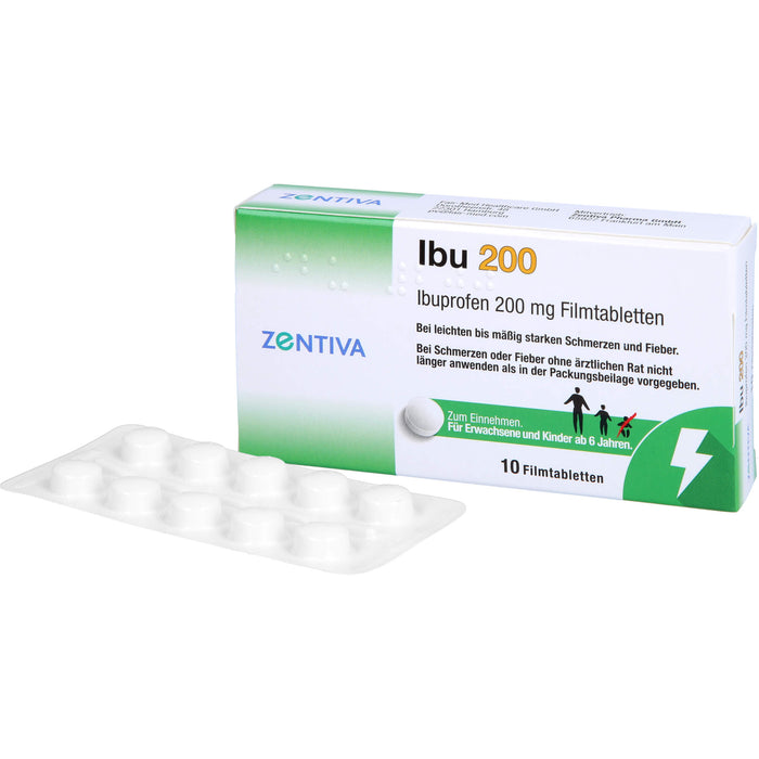 ZENTIVA Ibu 200 Filmtabletten bei Schmerzen und Fieber, 10 pc Tablettes