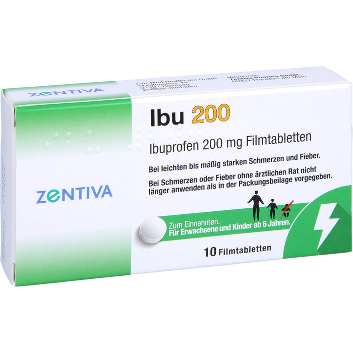 ZENTIVA Ibu 200 Filmtabletten bei Schmerzen und Fieber, 10 pcs. Tablets