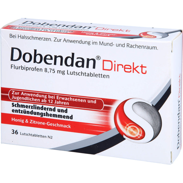 DOBENDAN Direkt Lutschtabletten bei starken Halsschmerzen & Schluckbeschwerden, 36 pc Tablettes