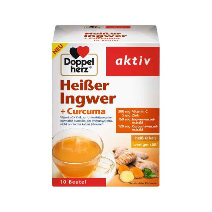 Doppelherz Heißer Ingwer + Curcuma Beutel zur Unterstützung des Immunsystems, 10 pcs. Sachets