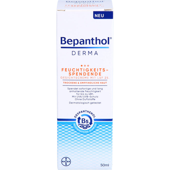 Bepanthol Derma feuchtigkeitsspendende Gesichtscreme LSF 25 für trockene und empfindliche Haut, 50 ml Crème