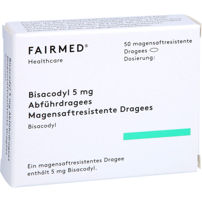 FAIRMED Bisacodyl 5 mg Dragees bei Verstopfung, 50 pcs. Dragées