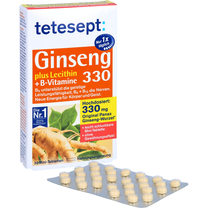 tetesept Ginseng 330 plus Lecithin + B-Vitamine, 30 St FTA