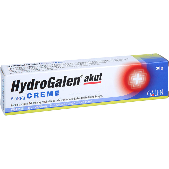 HydroGalen akut 5 mg/g Creme bei Hauterkrankungen mit Juckreiz, 30 g Creme