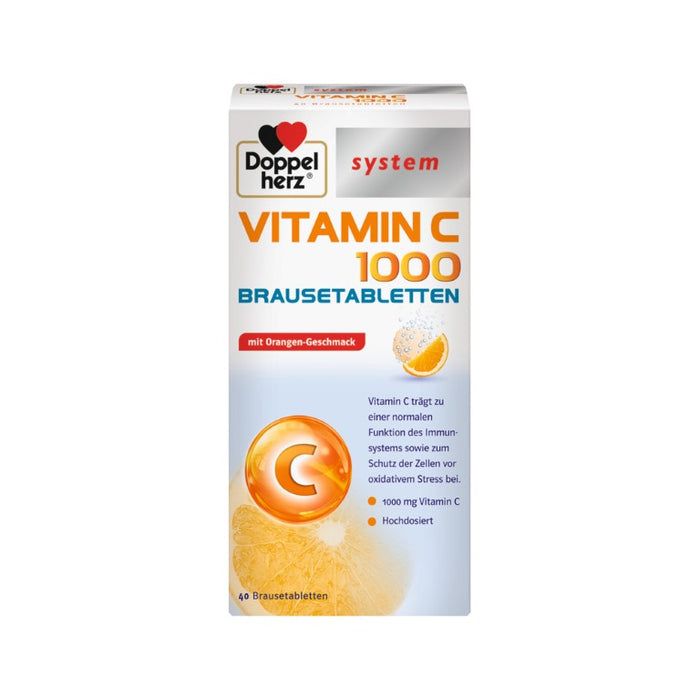 Doppelherz Vitamin C 1000 system Brausetabletten, 40 pc Comprimés effervescents