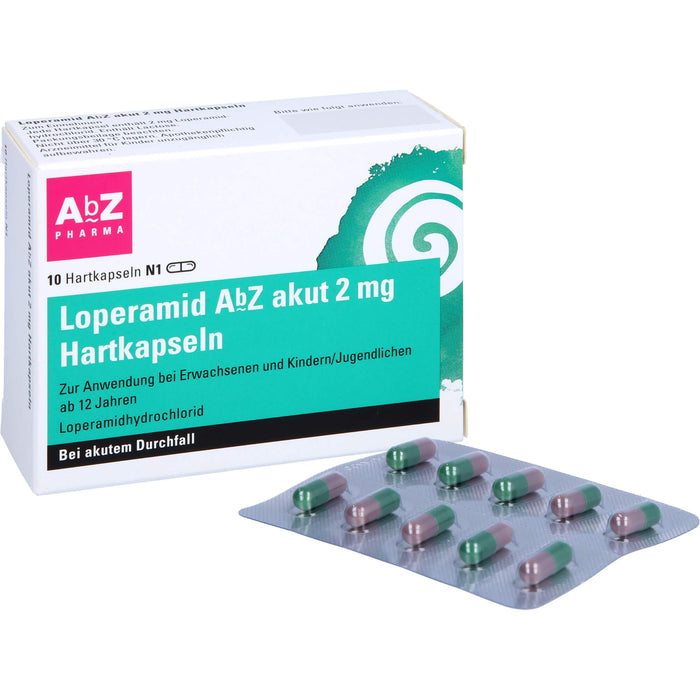 Loperamid AbZ akut 2 mg Hartkapseln bei Durchfall, 10 pc Capsules