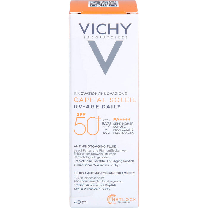 VICHY Capital Soleil UV-Age Daily LSF 50+ Fluid beugt Falten und Pigmentflecken vor, 40 ml Creme