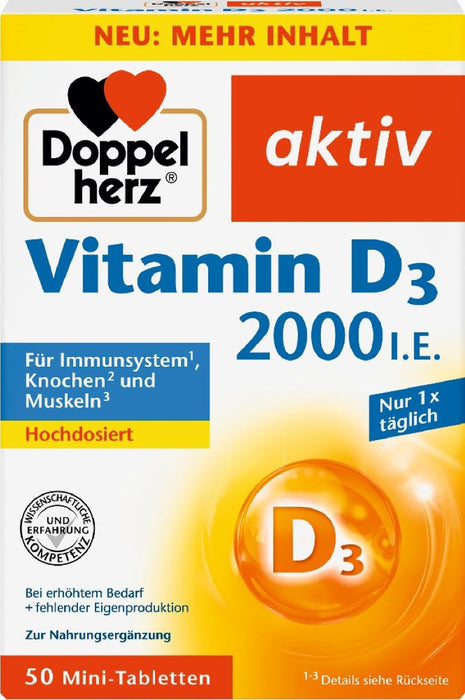 Doppelherz Vitamin D3 2000 I.E. Tabletten, 50 pcs. Tablets