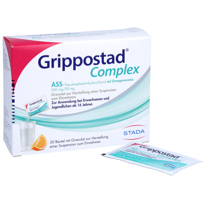 Grippostad Complex ASS / Pseudoephedrinhydrochlorid mit Orangenaroma 500 mg/30 mg Granulat, 20 St. Beutel