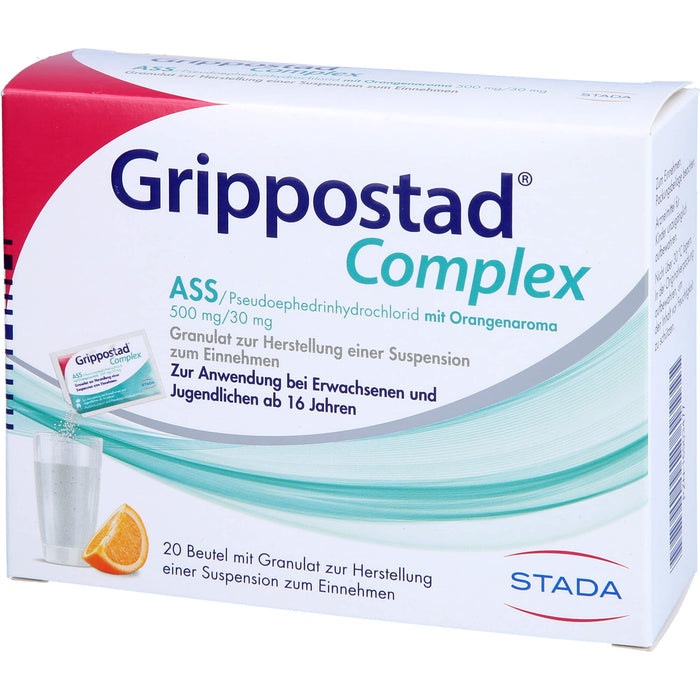 Grippostad Complex ASS / Pseudoephedrinhydrochlorid mit Orangenaroma 500 mg/30 mg Granulat, 20 pcs. Sachets