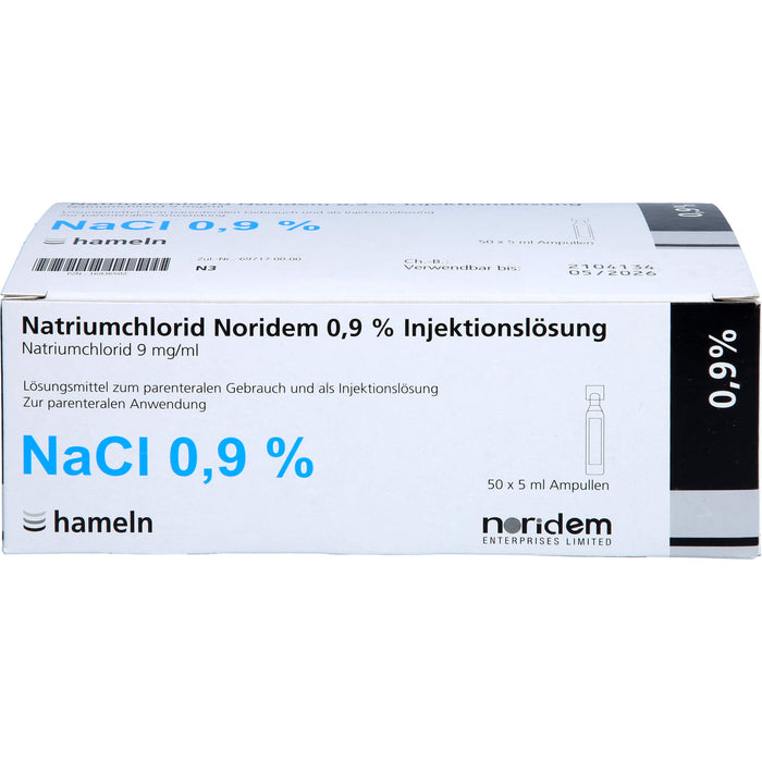 Natriumchlorid Noridem 0,9% Injektionslösung, 5 ml, 50X5 ml ILO