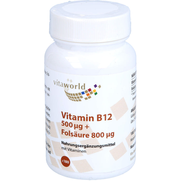Vitamin B12 500 ug + Folsäure 800 ug, 180 St TAB