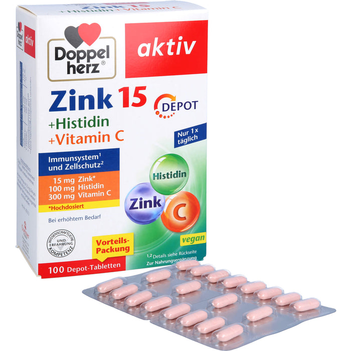 Doppelherz Zink 15mg + Histidin Depot, 100 St TAB