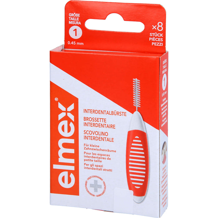 elmex Interdentalbürsten orange ISO 0,45 mm Größe 1, 8 St. Interdentalbürsten