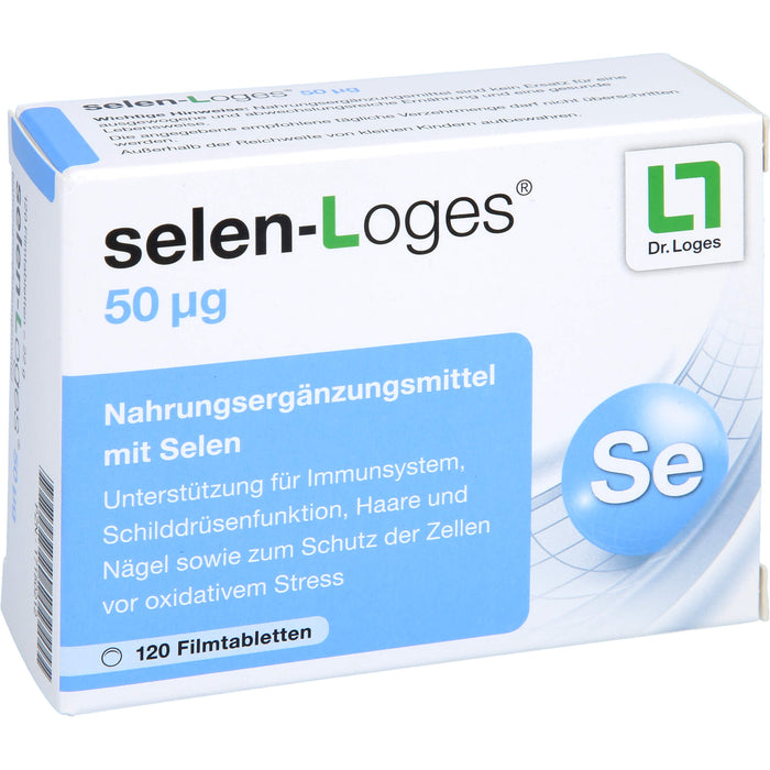 selen-Loges 50 µg Filmtabletten unterstützt das Immunsystem, die Schilddrüsenfunktion, Haare und Nägel, 120 pc Tablettes