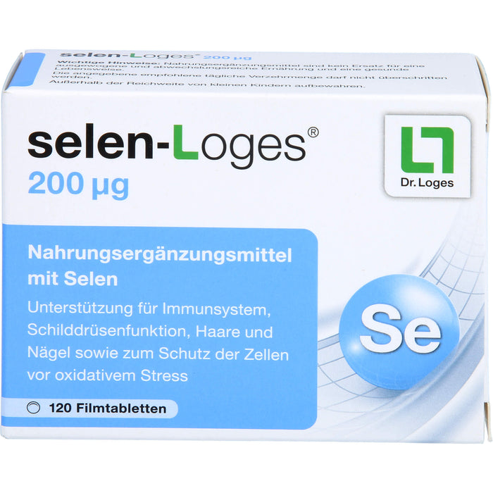 selen-Loges 200 µg Tabletten Unterstützung fürs Immunsystem, Schilddrüsenfunktion, Haare und Nägel sowie zum Schutz der Zellen vor oxidativem Stress, 120 pcs. Tablets