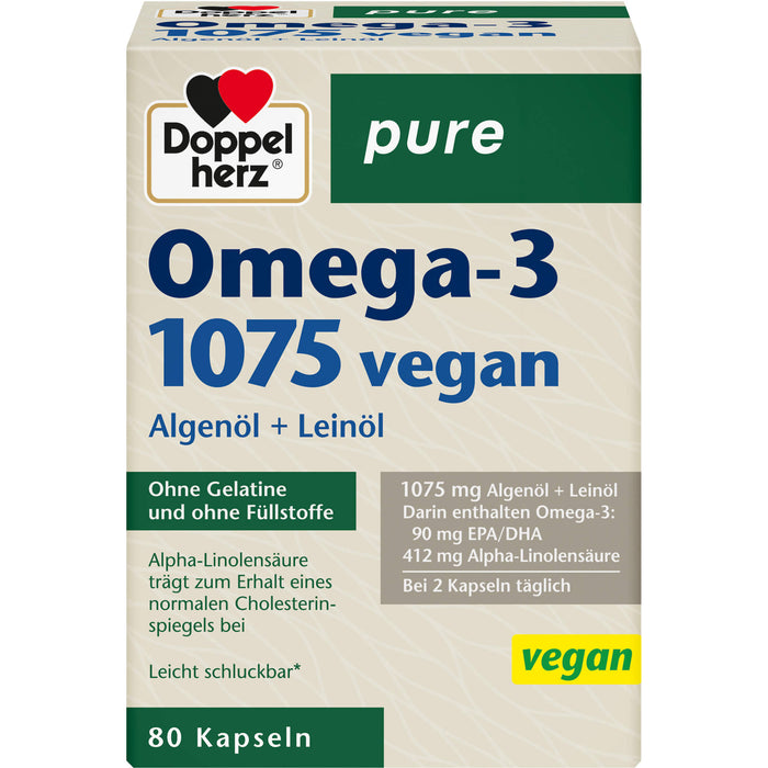 Doppelherz Omega-3 1075 vegan pure, 80 St. Kapseln