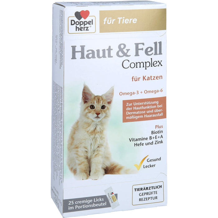 Doppelherz für Tiere Haut & Fell Complex cremige Licks für Katzen, 25 St. Sticks