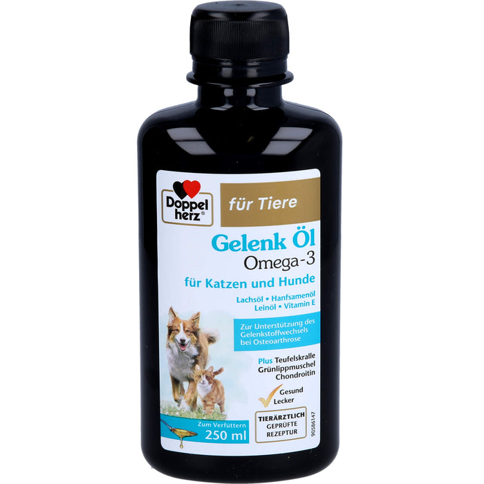 Doppelherz Gelenk Öl Omega 3 Lösung für Katzen + Hunde zur Unterstützung des Gelenkstoffwechsels bei Osteoarthrose, 250 ml Lösung