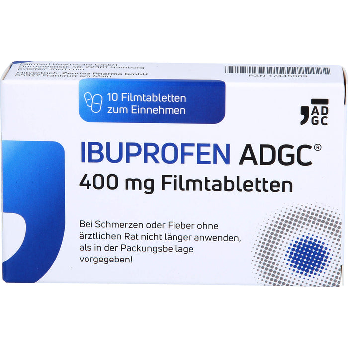 Ibuprofen ADGC 400 mg Filmtabletten bei Schmerzen oder Fieber, 10 St. Tabletten