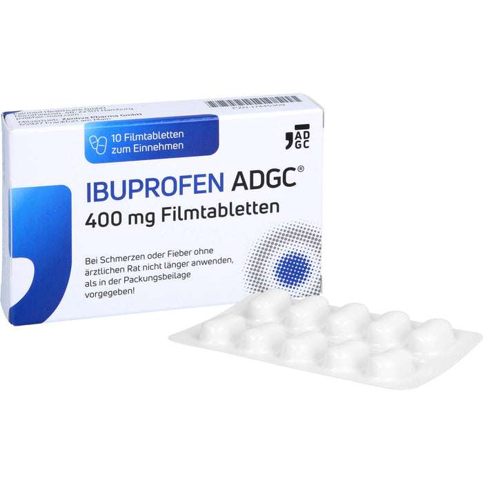 Ibuprofen ADGC 400 mg Filmtabletten bei Schmerzen oder Fieber, 10 pc Tablettes