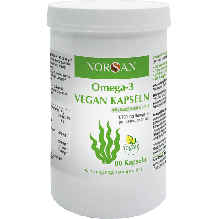 NORSAN Omega-3 Algenöl vegane Kapseln, 80 pcs. Capsules