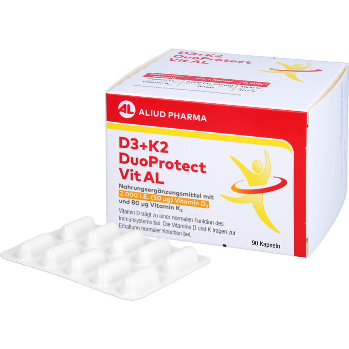 D3+K2 DuoProtect Vit AL 2000 I.E./80 ug Kapseln, 90 St KAP