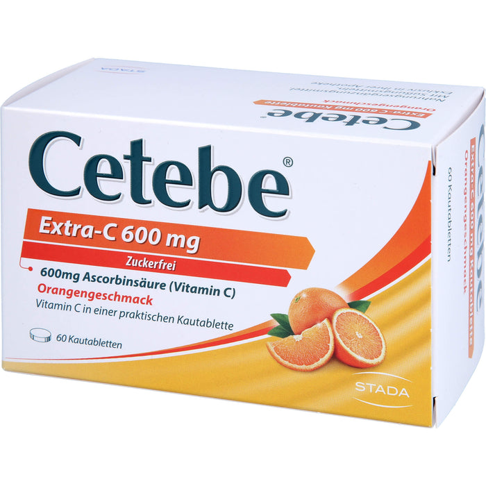 Cetebe Kautabletten Extra-C 600 mg unterstützt Ihre Immunabwehr mit Orangengeschmack, 60 pc Tablettes