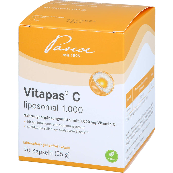 Vitapas C liposomal 1.000 Kapseln schützt die Zellen vor oxidativem Stress, 90 pcs. Capsules