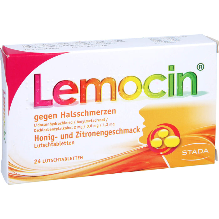 Lemocin gegen Halsschmerzen Honig-Zitrone Lutschtabletten, 24 pc Tablettes