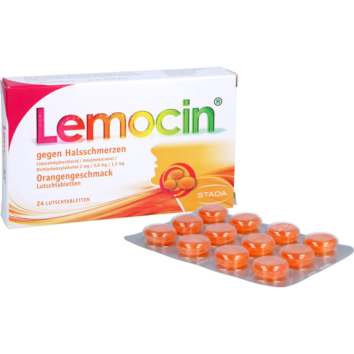 Lemocin Lutschtabletten Orangengeschmack gegen Halsschmerzen, 24 pcs. Tablets