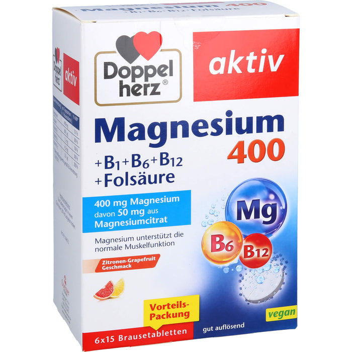 Doppelherz Magnesium 400 + B1 + B6 + B12 +Folsäure, 6X15 St BTA