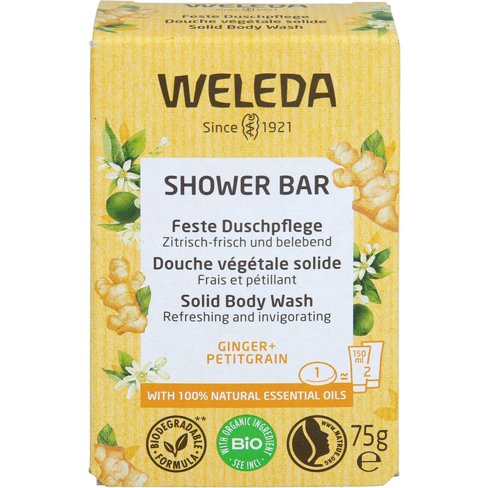 WELEDA Feste Duschpflege Ginger + Petitgrain zitrisch frisch und belebend, 75 g bar of soap