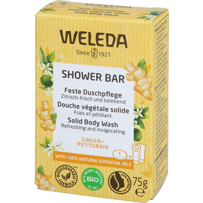 WELEDA Feste Duschpflege Ginger + Petitgrain zitrisch frisch und belebend, 75 g pain de savon