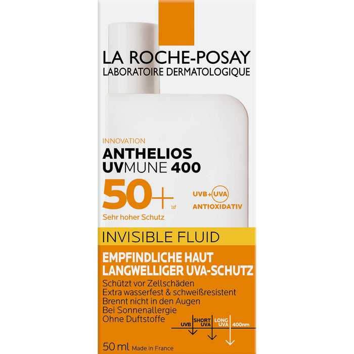 LA ROCHE-POSAY Anthelios UVMune 400 Invisible Fluid LSF 50+ für empfindliche Haut, 50 ml Cream