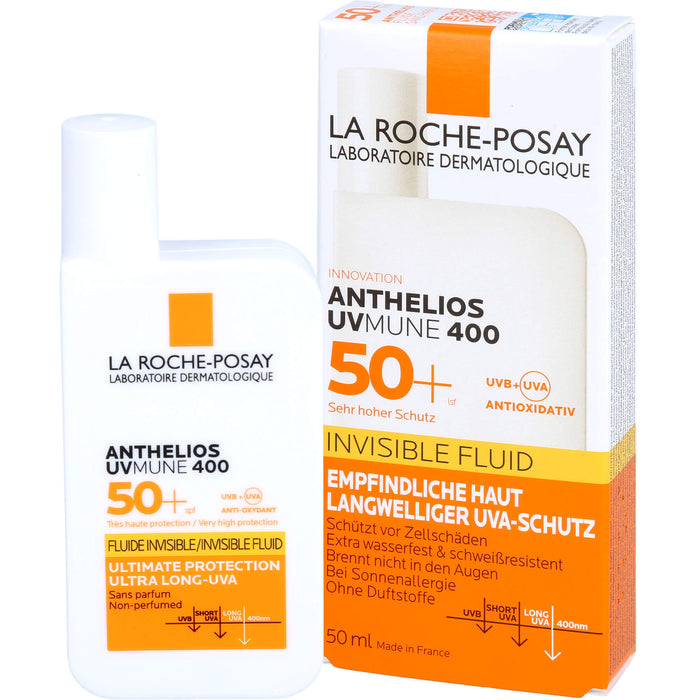 LA ROCHE-POSAY Anthelios UVMune 400 Invisible Fluid LSF 50+ für empfindliche Haut, 50 ml Crème