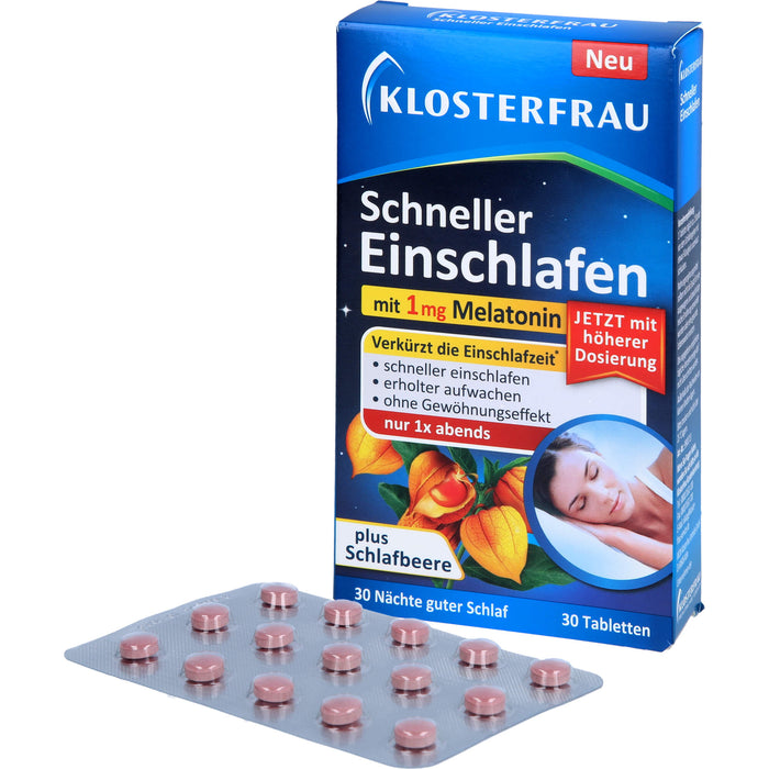 KLOSTERFRAU Schneller Einschlafen mit 1 mg Melatonin Tabletten, 30 pc Tablettes