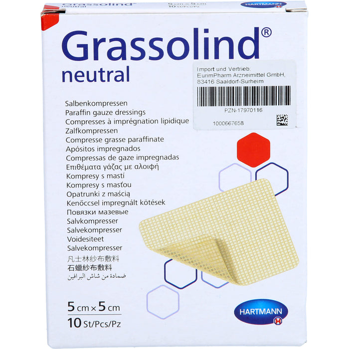 Grassolind Salbenkompressen 5x5 cm steril, 10 St KOM