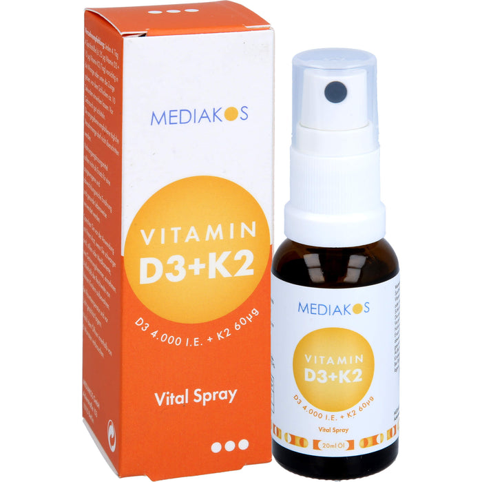 Vitamin D3 + K2 4000 IE 60 ug Mediakos Vital Spray, 20 ml SPR