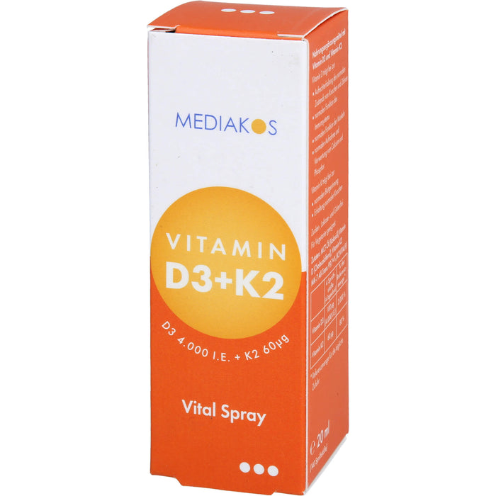 Vitamin D3 + K2 4000 IE 60 ug Mediakos Vital Spray, 20 ml SPR