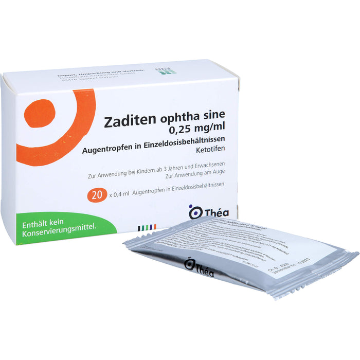 Zaditen ophta sine 0,25 mg/ml Eurim Augentropfen in Einzeldosisbehältnissen, 20 St EDP