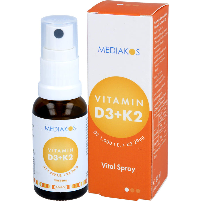 Vitamin D3 + K2 1000 IE 20 ug Mediakos Vital Spray, 20 ml SPR