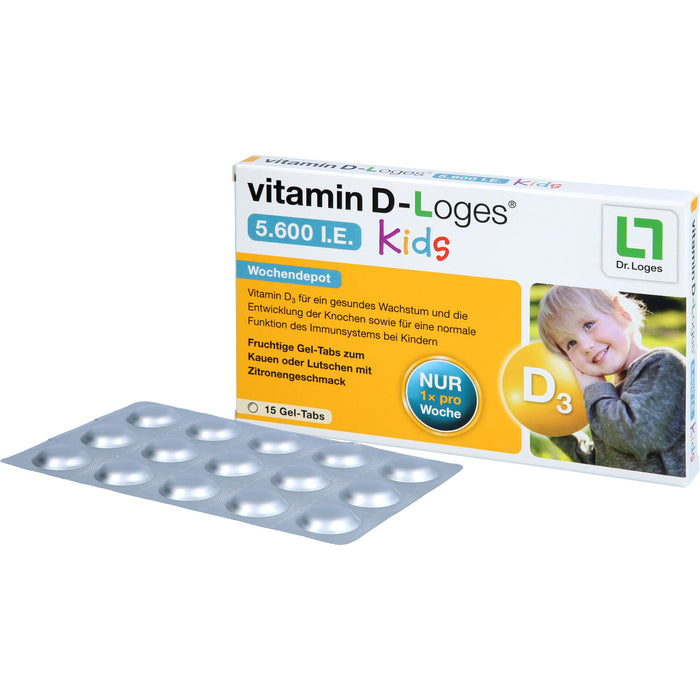 Vitamin D-loges 5.600 I.E Kids fruchtige Gel-Tabs, 15 pcs. Gum drops